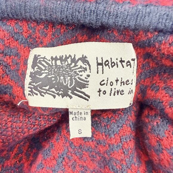 Habitat Mock Neck Sweater Womens Small Red Fair Isle Cozy Knit Pullover Holiday - Picture 8 of 14